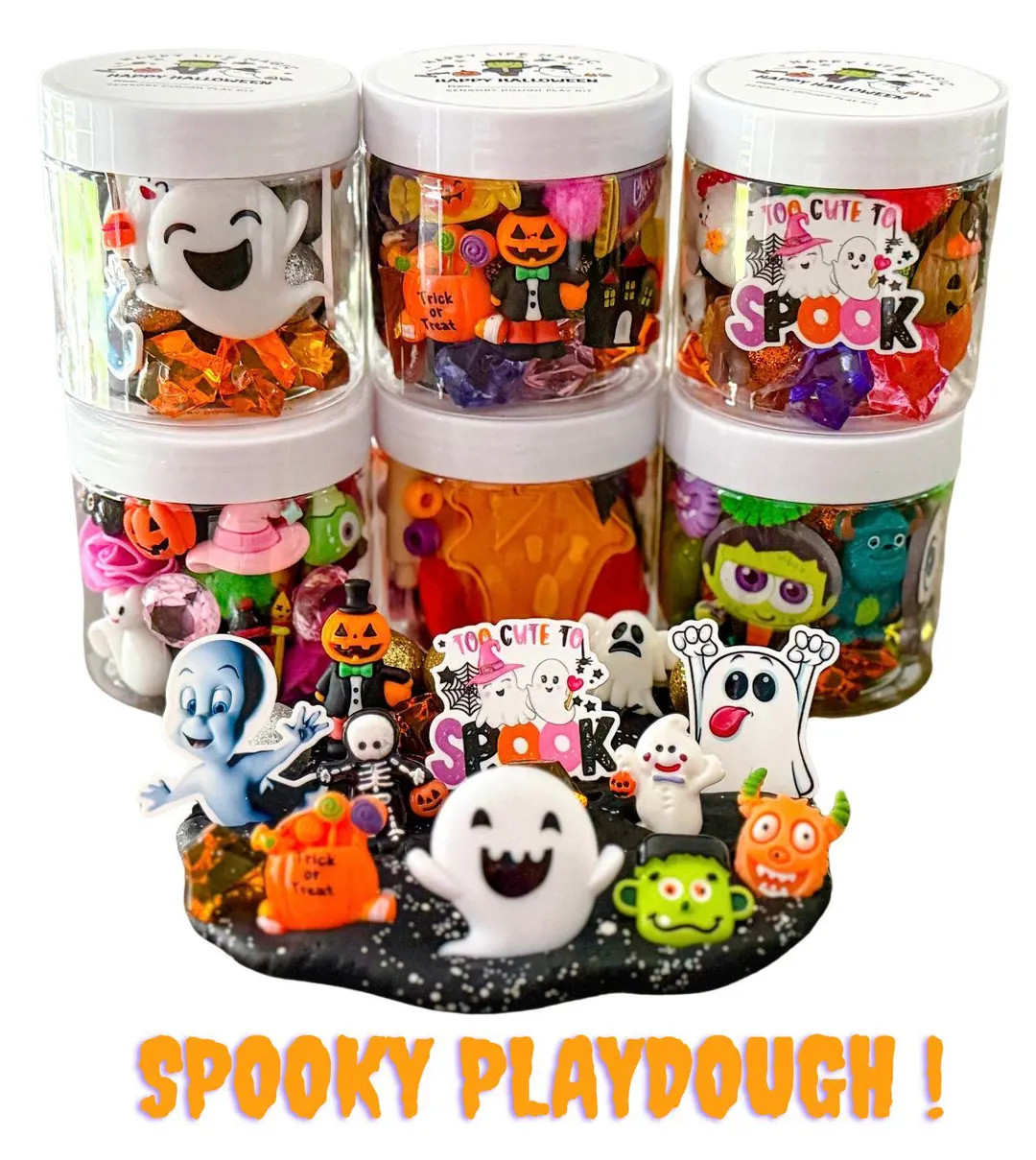Spooky Halloween Play Dough Kit,sensory Party Favors for Kids,playdoh Jars,playdough Girls Boys G... | Etsy (US)