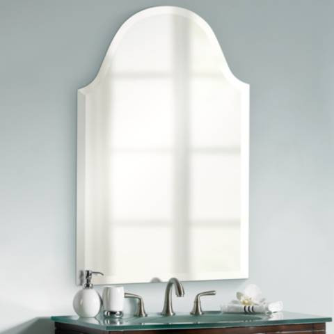 Crown Arch Frameless 20" x 32" Beveled Wall Mirror - #P1619 | Lamps Plus | Lamps Plus