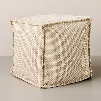 Wool Pattern Square Pouf Cream - Hearth & Hand™ with Magnolia | Target