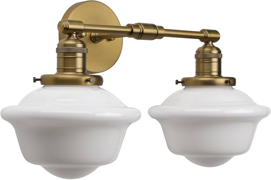 Pathson 2-Lights Milk White Glass Wall Sconce Lights, Modern Classic Wall Vanity Lighting for Liv... | Amazon (US)