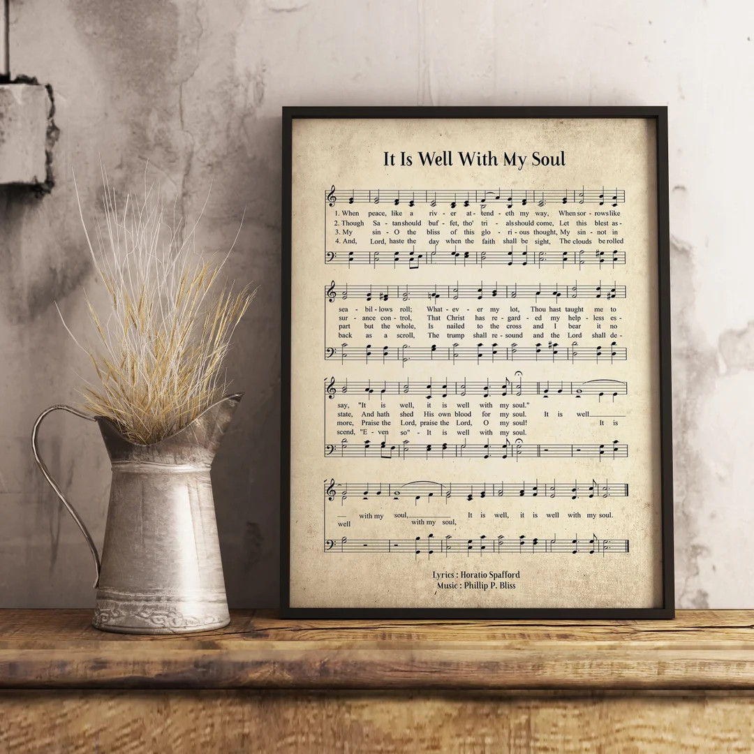 It is Well With My Soul Vintage Wall Art Print, Church Hymn Religious Poster, Bible Sheet Music W... | Etsy (US)