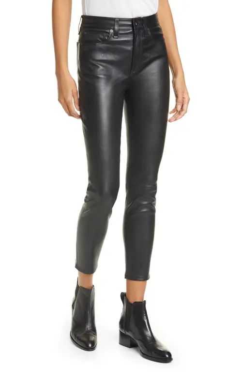rag & bone Nina High Waist Skinny Leather Pants in Blk at Nordstrom, Size 26 | Nordstrom