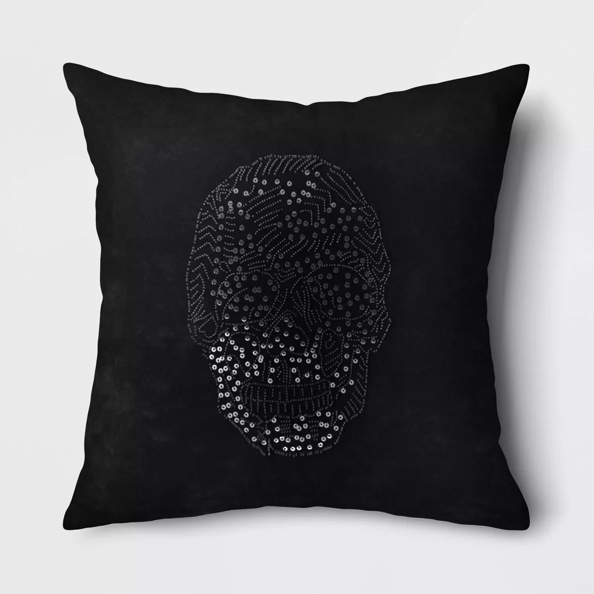 Square Beaded Skull Velvet Throw Pillow Black - Threshold™: Halloween Decor, Indoor, Ghosts & G... | Target