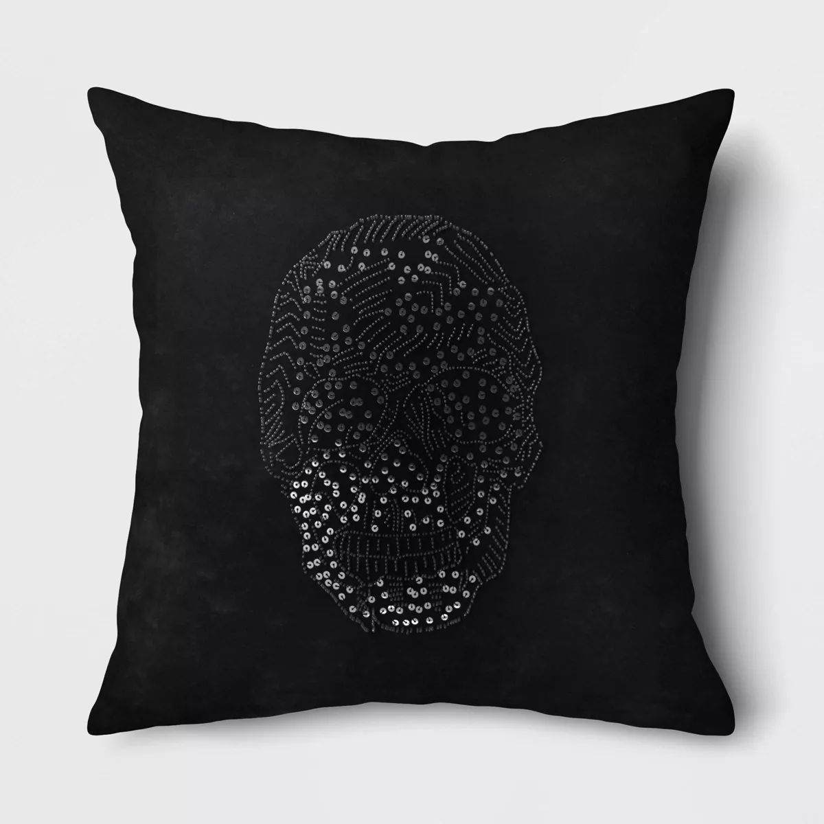 Square  Beaded Skull Velvet Throw Pillow Black - Threshold™ | Target