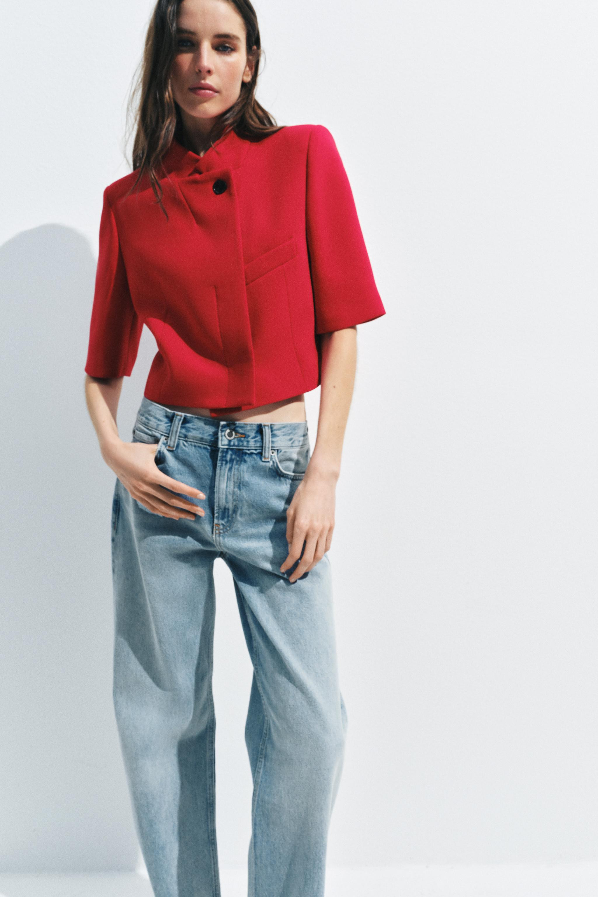 SHORT SLEEVE CROPPED BLAZER ZW COLLECTION | Zara US