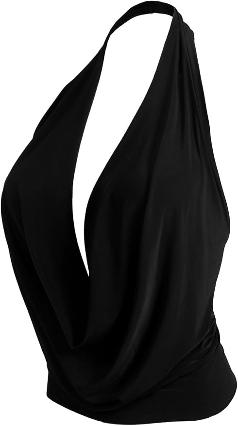 J. LOVNY Womens Womens Lightweight Low Cut Halter Top S-3XL | Amazon (US)