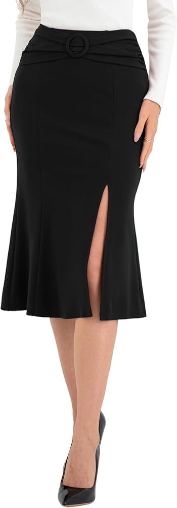 Belle Poque Women's Office Bodycon Pencil Skirt High Waist Work Business Midi Skirts with Side Sl... | Amazon (US)