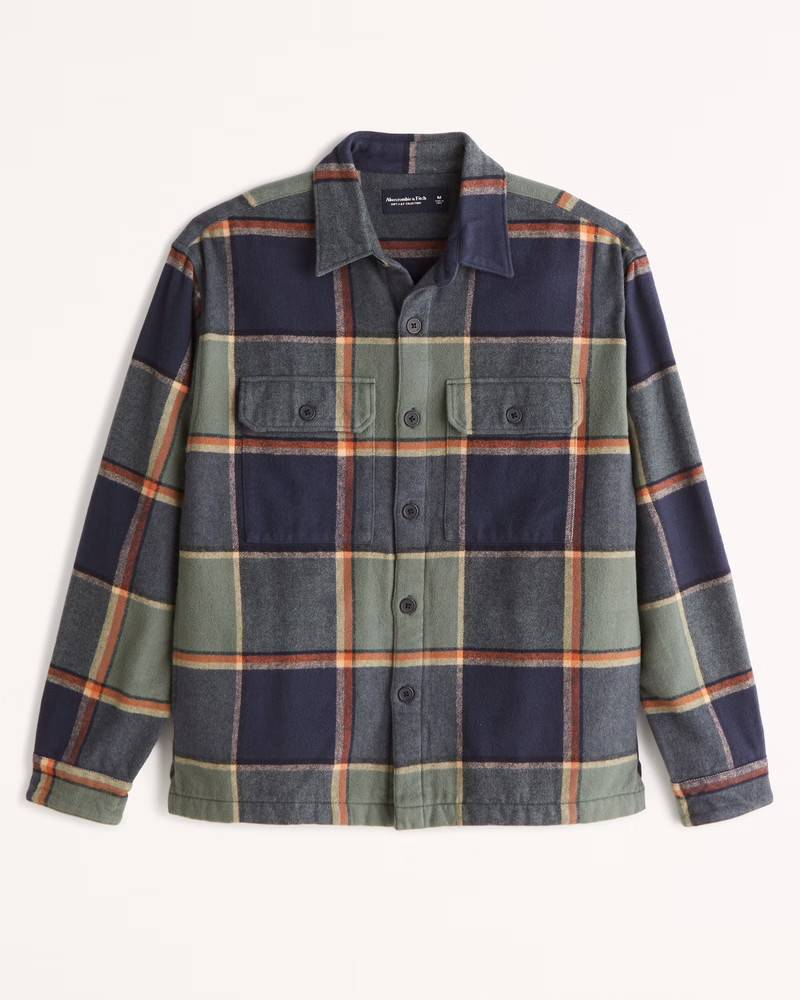 Heavyweight Flannel Shirt Jacket | Abercrombie & Fitch (US)