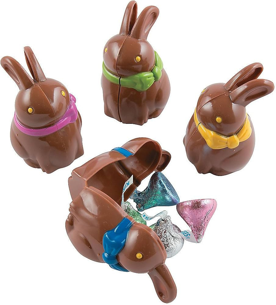 Fun Express Chocolate Bunny Shaped Easter Eggs - Set of 12 - Easter Hunt Party Supplies | Amazon (US)