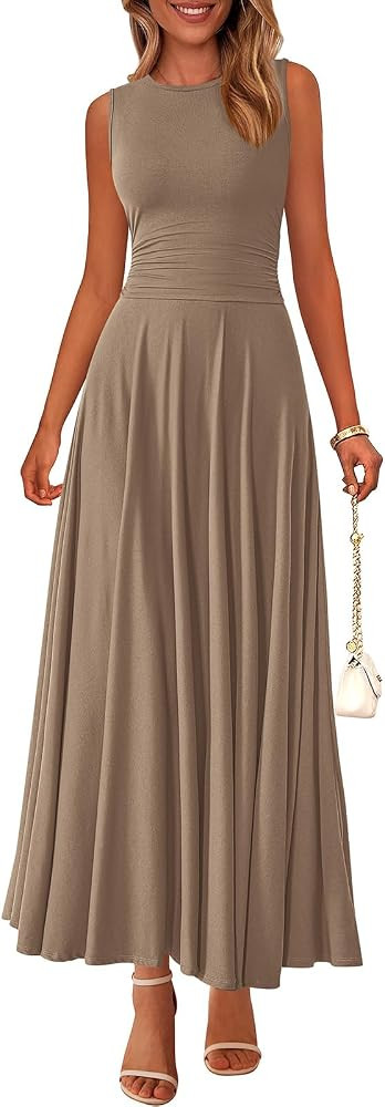 PRETTYGARDEN Womens Summer Dresses 2026 Casual Sleeveless Crewneck Aline Maxi Dress Stretch Tank ... | Amazon (US)