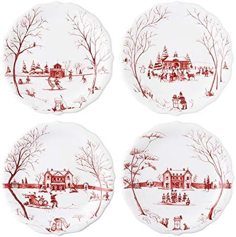 Juliska Country Estate Winter Frolic "Mr. & Mrs. Claus" Ruby Party Plates Set/4 | Amazon (US)