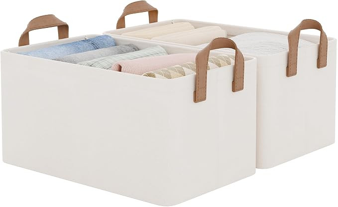 StorageWorks Storage Boxes, Fabric Storage Baskets for Shelves, Foldable Storage Boxes with Metal... | Amazon (UK)