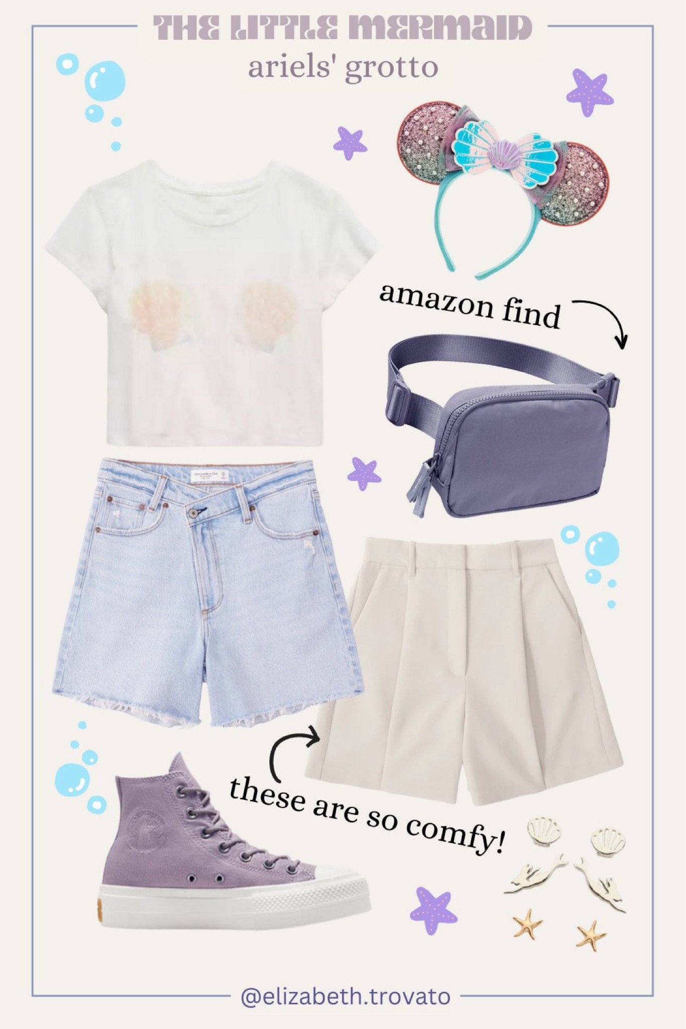 It’s Little Mermaid day!! Need an outfit to go see it in theaters? I’ve got you covered with this adorable shell top from Aerie! Paired with purple accessories and mermaid Disney ears you’ll be a splash at the movies! #disneystyle #disneyoutfits #thelittlemermaid #arieldisneybound #disneybound 

#LTKunder50 #LTKSeasonal #LTKtravel