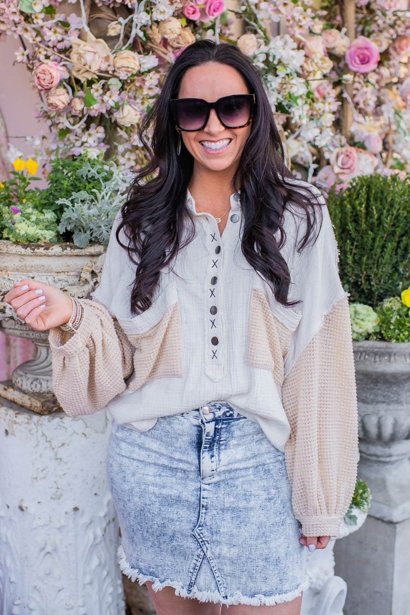 The Amy Natural Knit Top | Apricot Lane Boutique
