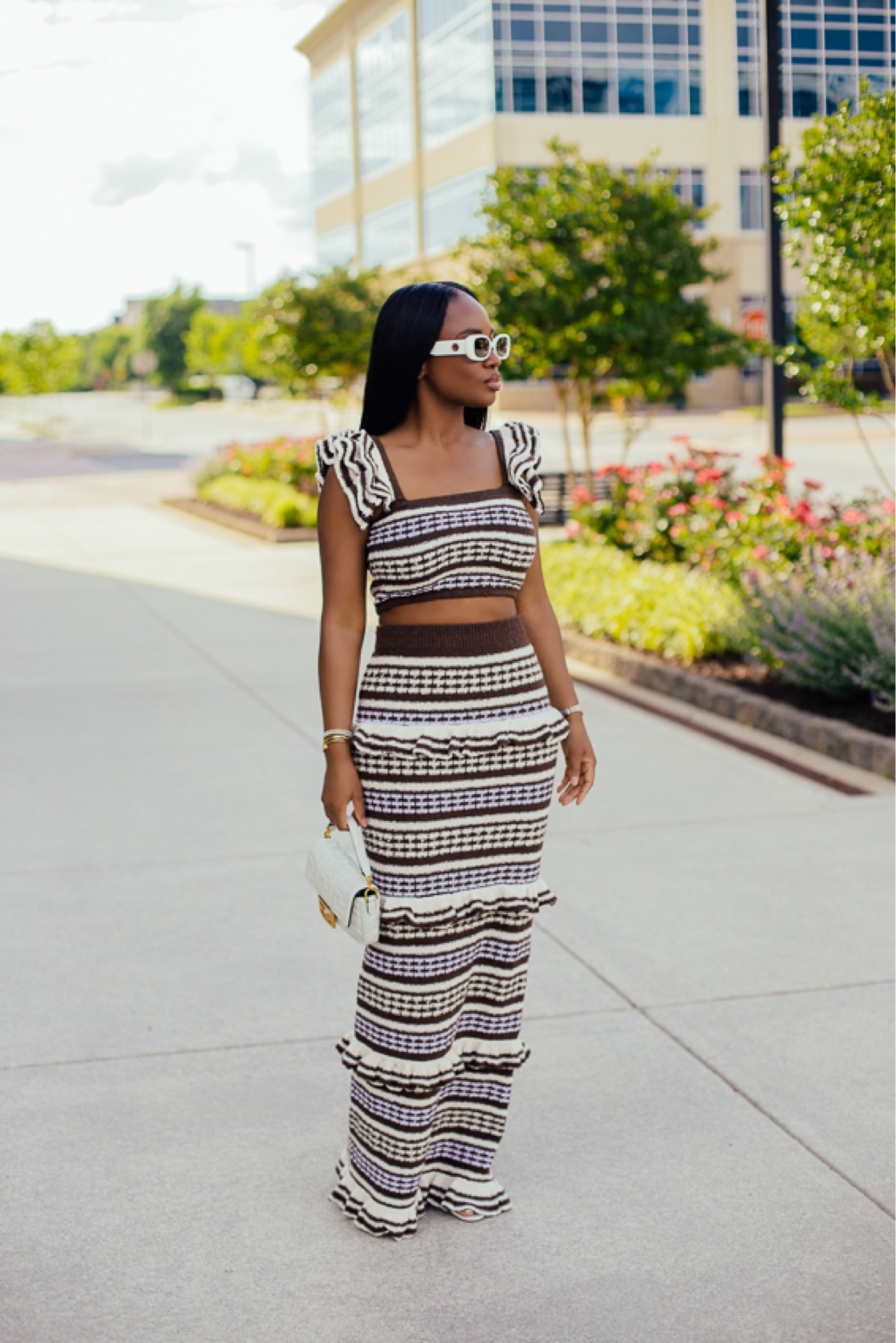 Brown and white Knit