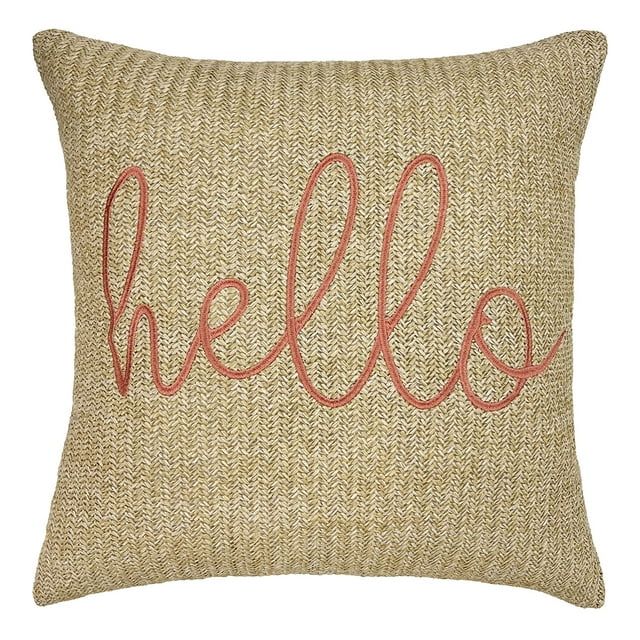 Better Homes & Garden Hello Reversible Tropical Outdoor Pillow with Satin Embroidery, 19" x 19", ... | Walmart (US)