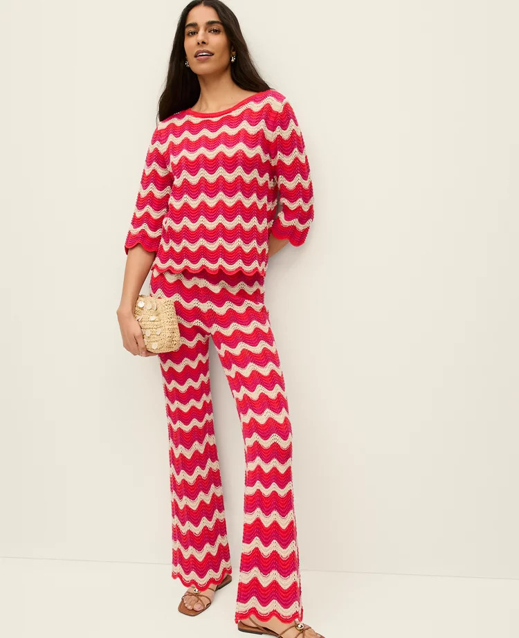 Petite Chevron Crochet Sweater Pant | Ann Taylor