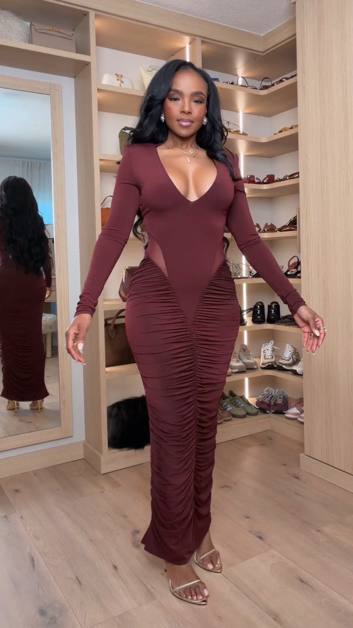 The @Meshki ruched deep-V gown that sculpts every curve — sleek, flattering, and made for formal winter moments. The side cutout and gathered ruching create the most stunning, hourglass silhouette.

A gorgeous option for winter weddings, holiday parties, or any elevated evening event.

ruched gown outfit ideas, elegant holiday dresses, long formal evening looks, deep-V gown inspo, curve-hugging silhouettes, timeless special-occasion style.

📏 Sizing: Small
Measurements: 5'4" · 138 lbs · 34D · 27" waist · 40" hips

✨ Everything linked below for easy shopping

Follow me on Instagram and YouTube @kirasfashionfinds



#LTKootd #LTKgrwm