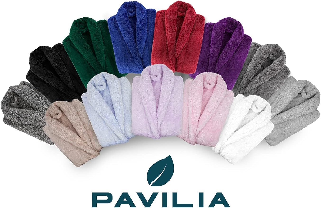 PAVILIA Premium Womens Plush Soft Robe Fluffy, Warm, Fleece Sherpa Shaggy Bathrobe | Amazon (US)