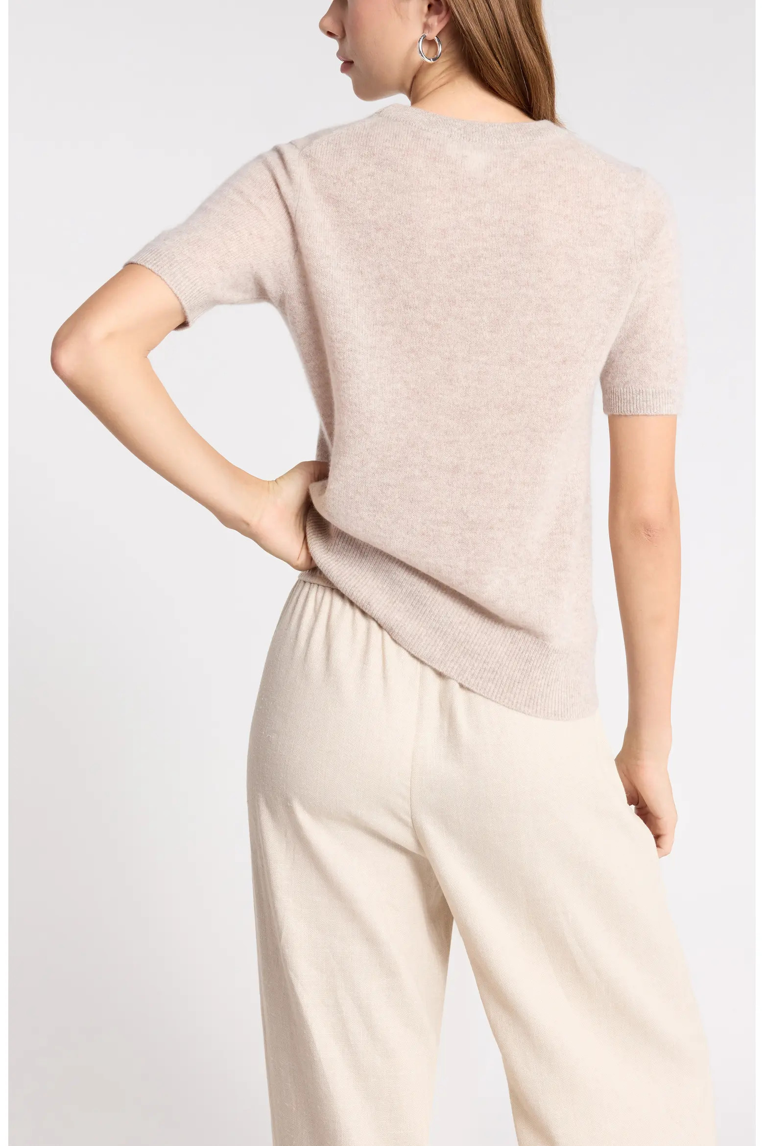 Nordstrom Short Sleeve Cashmere Sweater in Pink Cream at Nordstrom Rack, Size Large | Nordstrom Rack