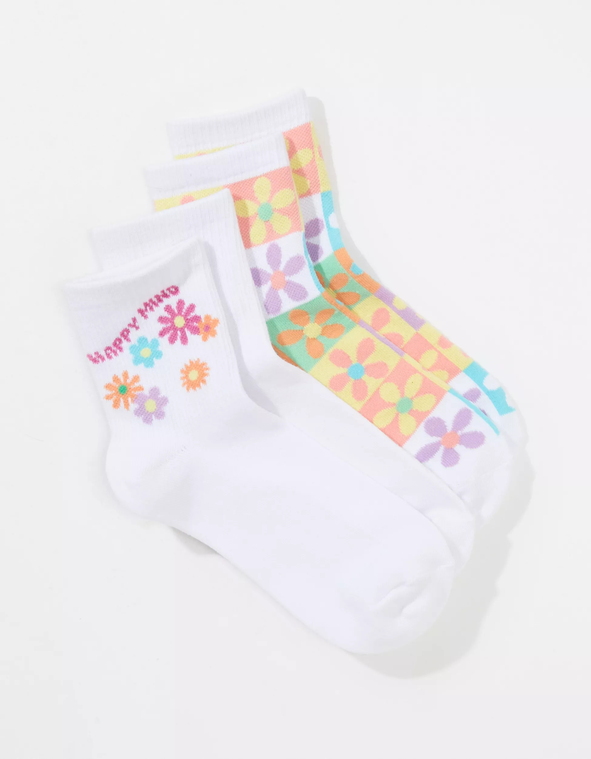 AE Multi-Color Floral Boyfriend Sock 2-Pack | American Eagle Outfitters (US & CA)