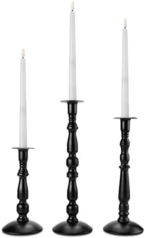 Candle Holder, Image 3 Pcs Matte Black Taper Candle Holder, Rust-Proof, Non-Slip and Durable, Met... | Amazon (US)