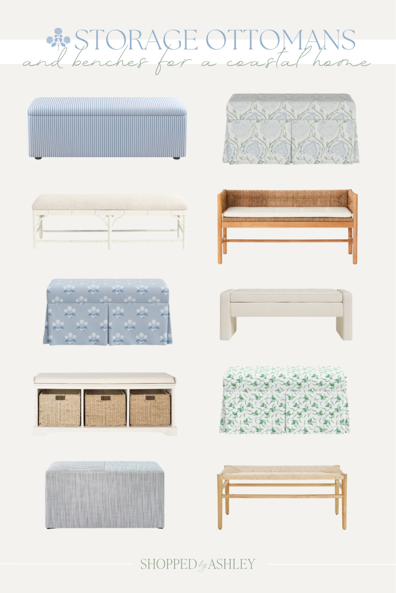 Storage ottomans and benches for a coastal Grandmillennial style home! 

Ottoman, storage ottoman, storage bench, end of bed bench, entryway bench, blue and white ottoman, blue and white bench, Grandmillennial, Grandmillennial home, Grandmillennial style 

#LTKhome #LTKstyletip