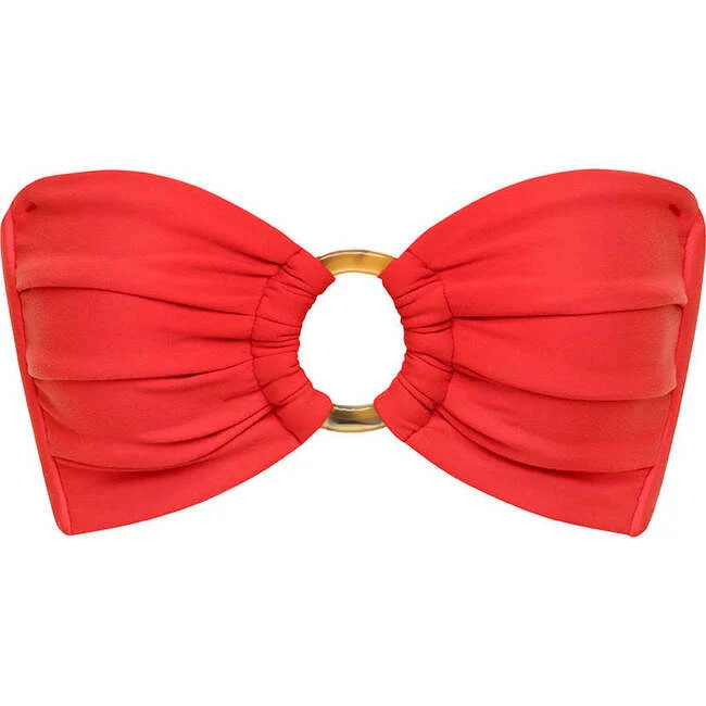 Montce Swim | Tori Ties Bandeau Bikini Top, Cherry (Red, Size Medium) | Maisonette | Maisonette