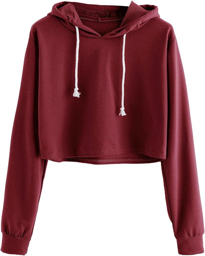 MAKEMECHIC Women's Casual Long Sleeve Pullover Hoodies Crop Tops Sweatshirt | Amazon (US)