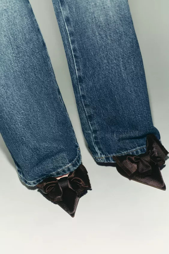 SATIN EFFECT SLINGBACK HEELS WITH BOW | Zara US