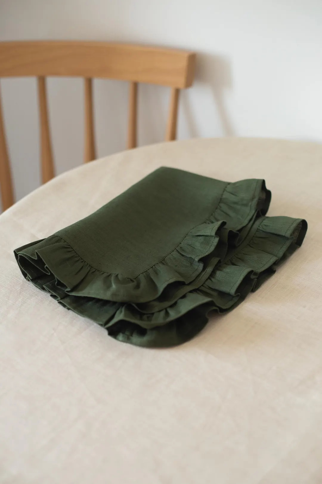 Green Linen Napkins Ruffled, Wedding Custom Napkins, Cloth Cocktail Napkins, Linen Placemats, Rus... | Etsy (US)