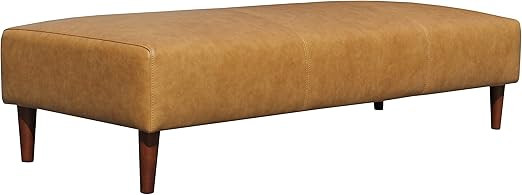 Amazon Brand - Rivet Ava Mid-Century Modern Rectangular Leather Ottoman Bench, Large, Caramel Lea... | Amazon (US)