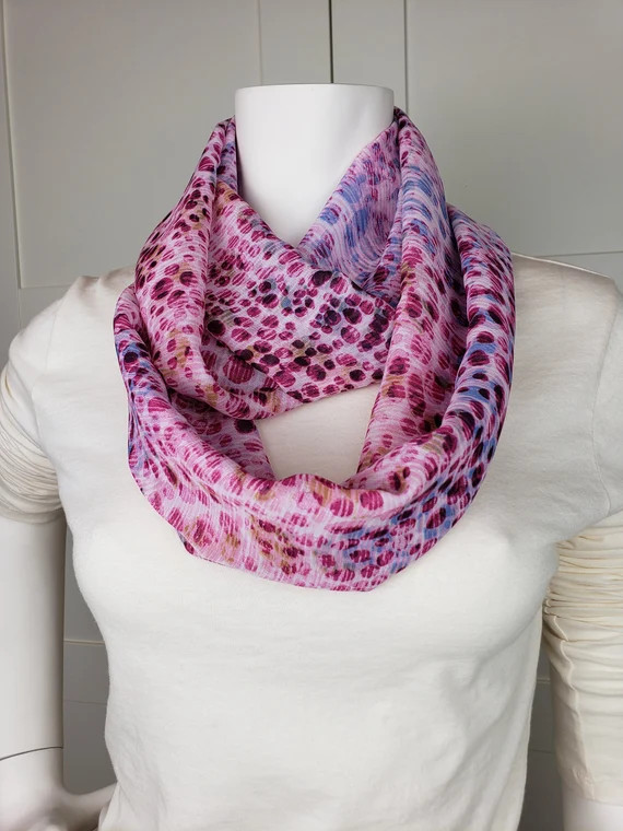 Pink leopard animal print infinity loop scarves, Light weight circle chiffon scarf for all season... | Etsy (US)