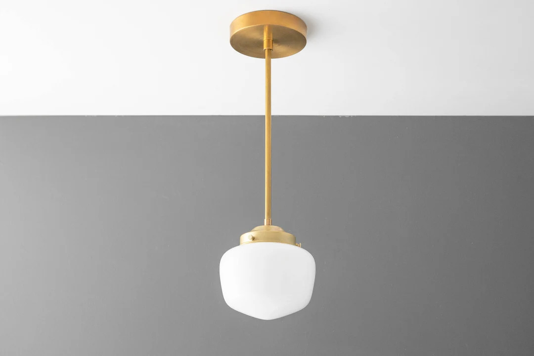 Schoolhouse Pendant Small Schoolhouse Shade Brass Pendant - Etsy | Etsy (US)