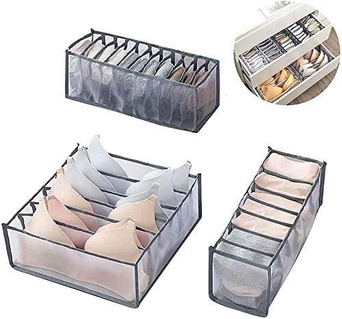 Underwear Drawer Organizer, 3 Set Foldable Closet Underwear Storage Compartment Box, Drawer Divid... | Amazon (US)