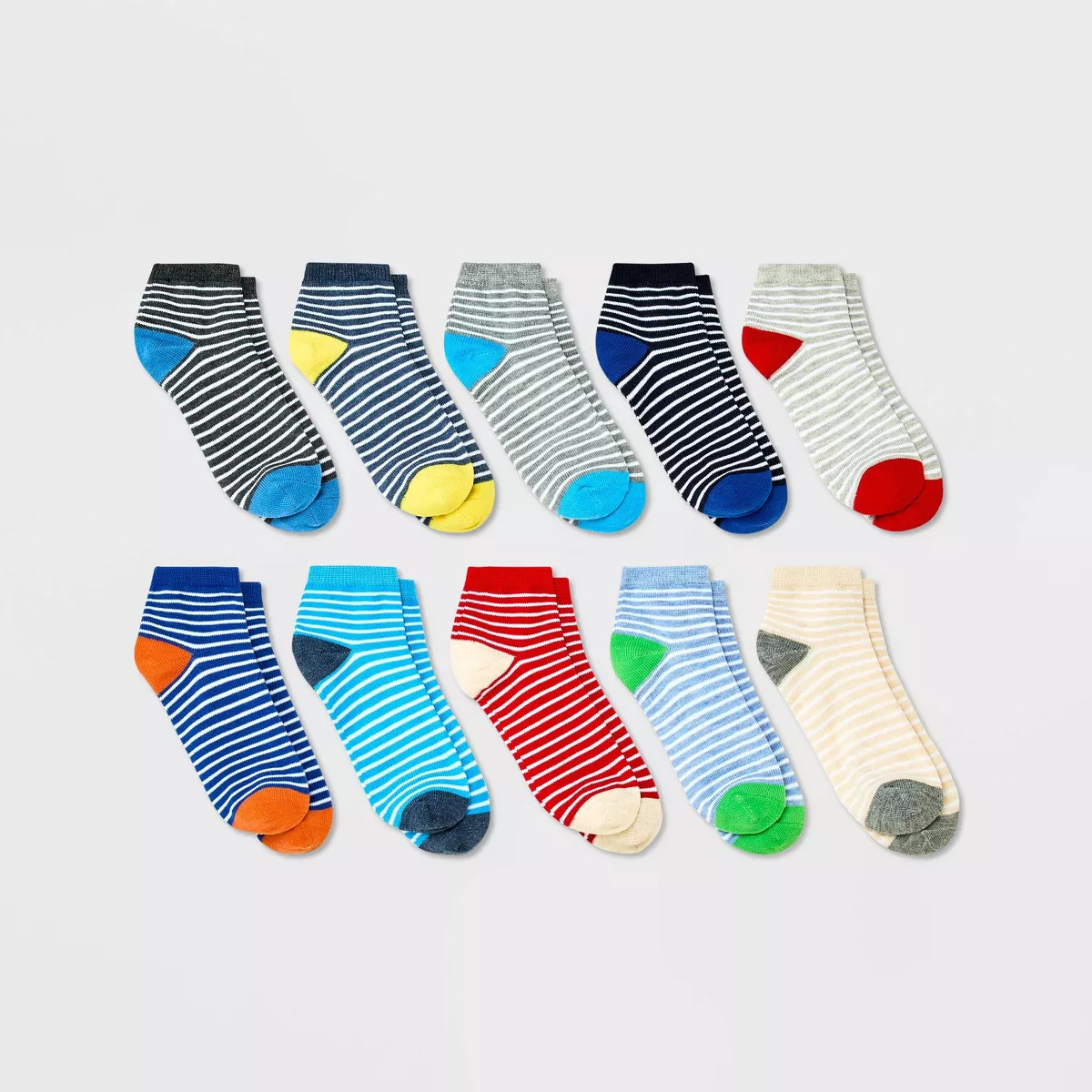 Boys' 10pk Lightweight Striped Ankle Socks - Cat & Jack™ | Target