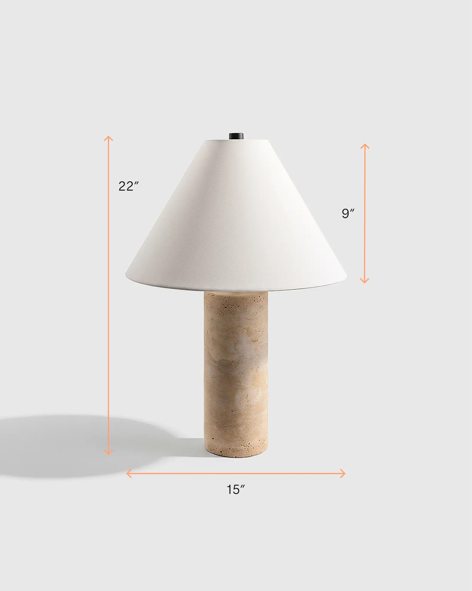 Travertine Table Lamp with Linen Shade in Beige | Quince