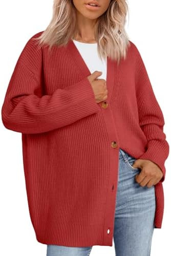 LILLUSORY Women Oversized Cardigan Sweater 2025 Fall Outfits Cloth Fashion V Neck Knit Button Fro... | Amazon (US)