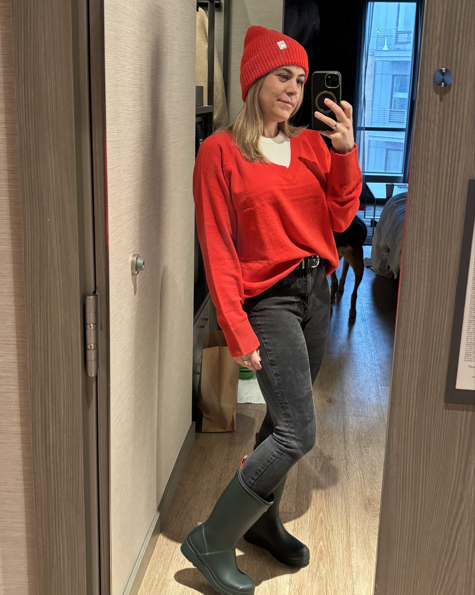 Pop of red winter outfit for a snowy day, these rain boots worked perfectly through icy and snowy walks

#LTKootd #LTKFindsUnder50 #LTKPetite