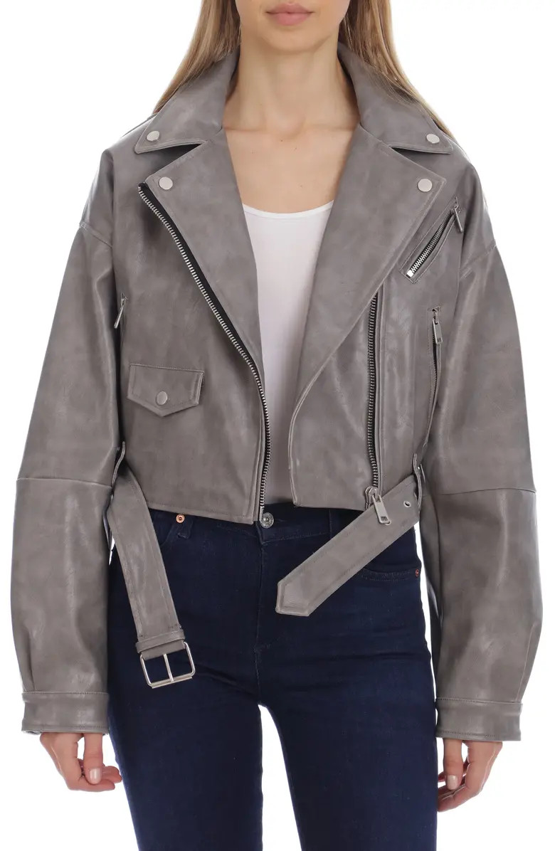 Oversize Crop Faux Leather Moto Jacket | Nordstrom | Nordstrom