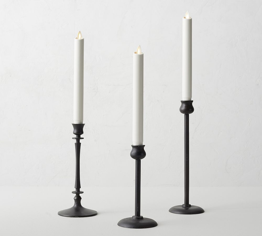 Premium Flickering Flameless Wax Taper Candle | Pottery Barn (US)