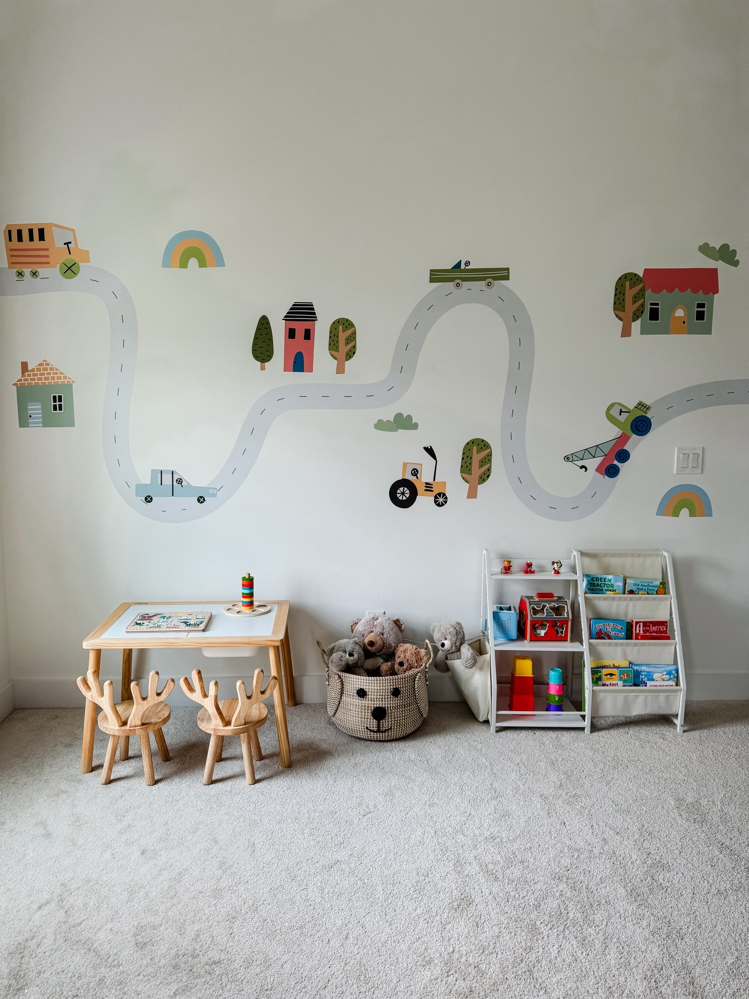 Boy Toddler Playroom Decor, Farm & Truck Wallpaper Decals, Wooden Beright Sensory Table, Kids Wooden Table & Chairs, Bookshelf, Wicker Toy Basket, Montessori Toys, Farm Puzzles, Kids Bonus Room Decor 

#LTKBaby #LTKHome #LTKKids