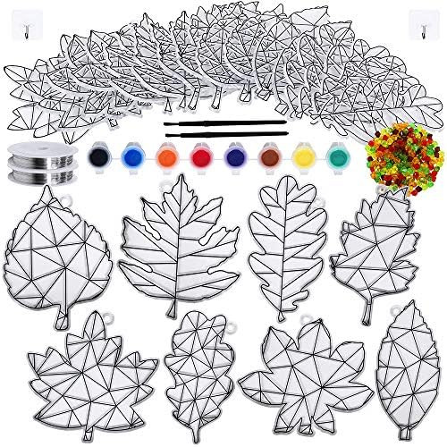 Winlyn 24 Sets Fall Leaf Suncatchers Ornaments Decorations DIY Window Paint Art Suncatchers Craft... | Amazon (US)