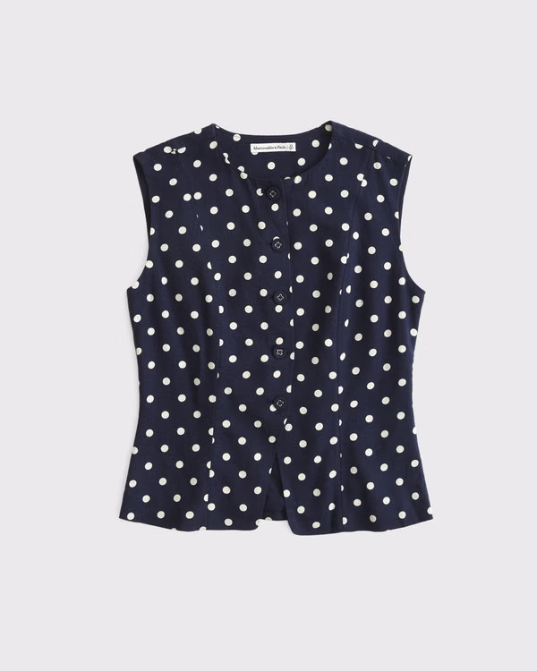 Women's Linen-Blend High-Neck Vest | Women's Tops | Abercrombie.com | Abercrombie & Fitch (UK)