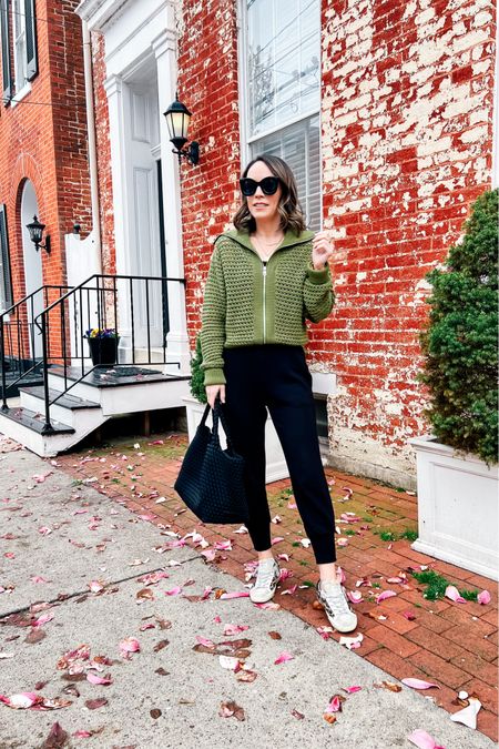 Varley sweater and Varley joggers, golden goose sneakers, Naghedi tote 

#LTKover40