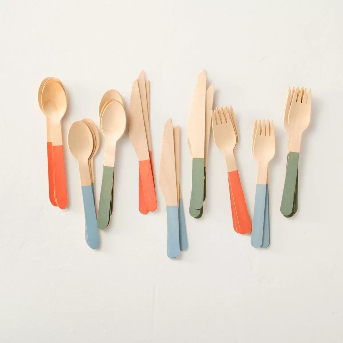 30ct Compostable Birchwood Flatware Set with Colored Handles - Hearth & Hand™ with Magnolia | Target