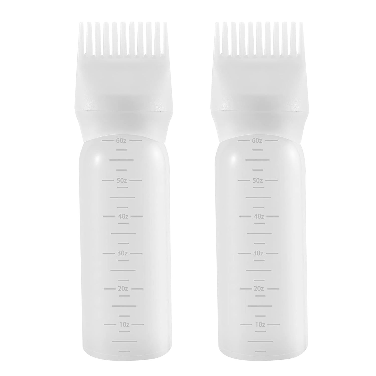 Pimoys 2Pcs 6Oz Root Comb Hair Dye Oil Applicator Bottles For Scalp, White | Plastic Squeeze Bottle Dispenser with Graduated Scale, Comb Tip Applicator Easy Hair Coloring, Home or Salon Use | Amazon (US)