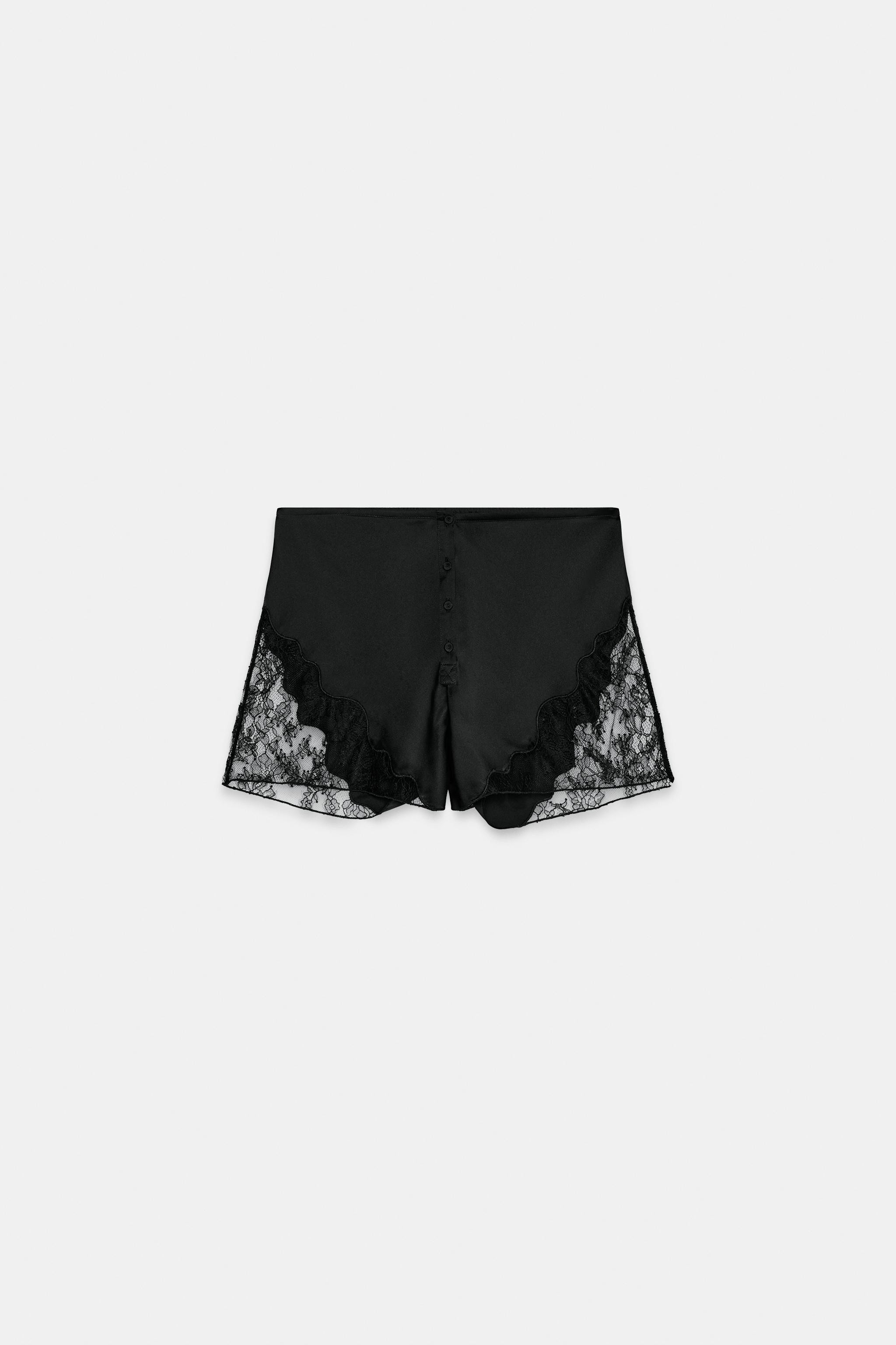 ZW COLLECTION SATIN LACE SHORTS | Zara US