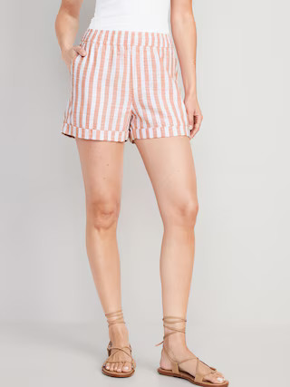 Matching High-Waisted Striped Linen-Blend Shorts for Women -- 3.5-inch inseam | Old Navy (US)