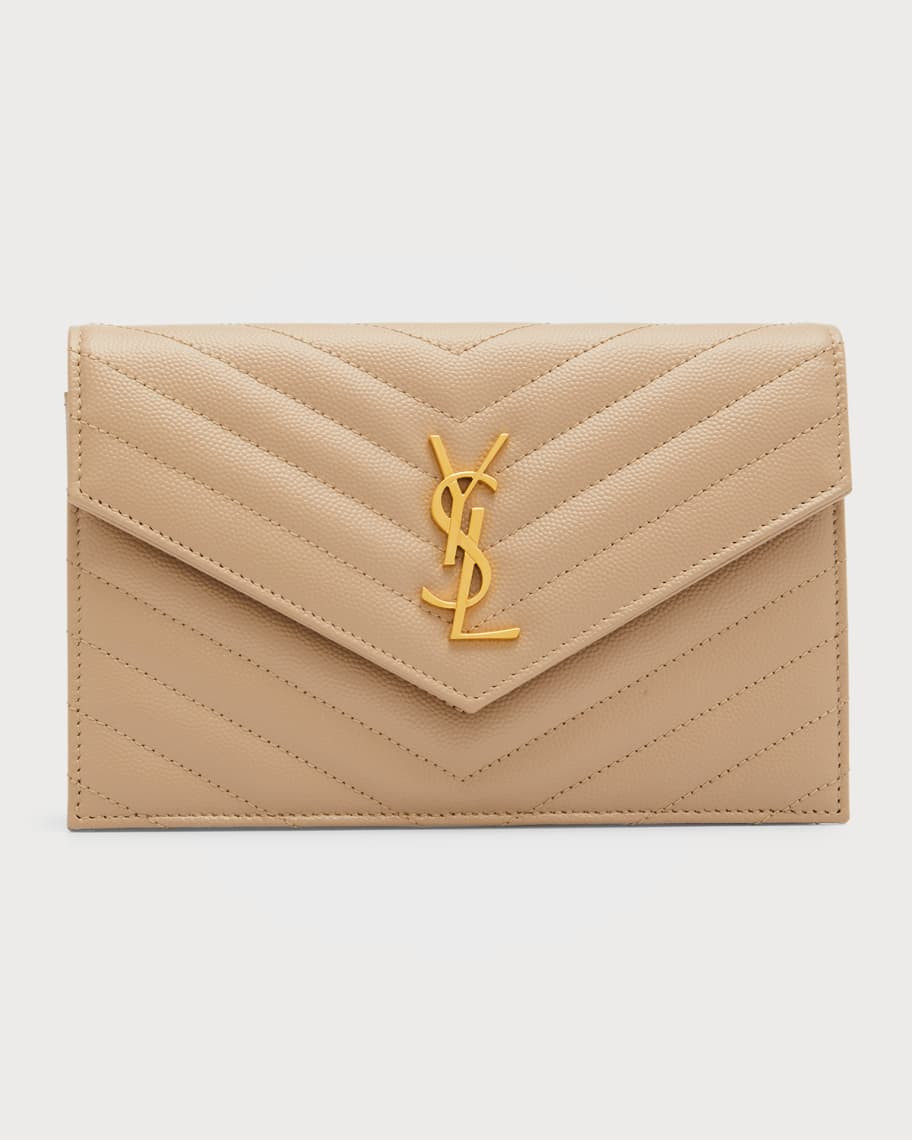 Saint Laurent Small YSL Envelope Flap Wallet on Chain | Neiman Marcus